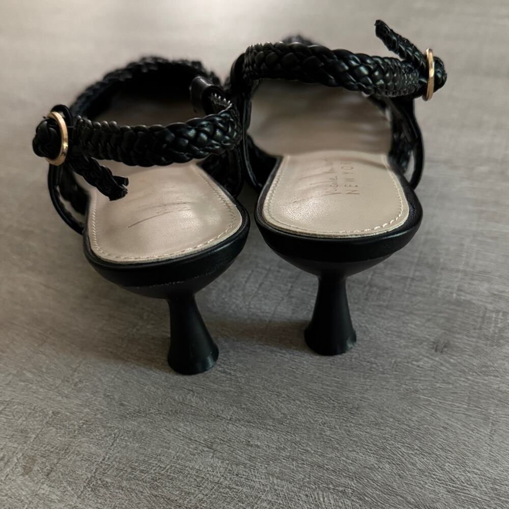 Nicole Miller Knotty Braided Pointy Toe Slingback Pump Blaxk Size 6.5 - Picture 3 of 5